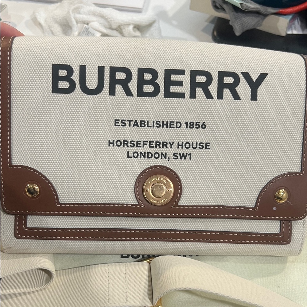 Burberry Horseferry Print Handbag -Cream and Brown Logo Crossbody Bag